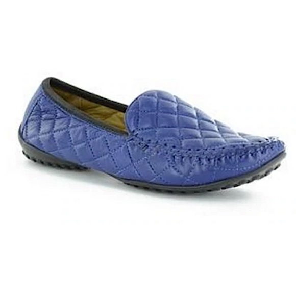 Robert zur Shoes | Robert zur Quana Baby Blue Quilted 100% Soft Leather Loafer Flat Driving Shoes | Color: Blue/Tan | Size: 8.5 | Kelseyfranny's